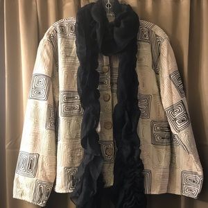 Women’s long sleeve jacket, blazer with geometric shapes